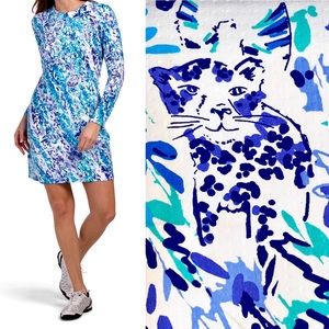 IBKUL Dress Cats 🐱 Cay Seafoam Navy Leopard Floral Performance Stretch size XL
